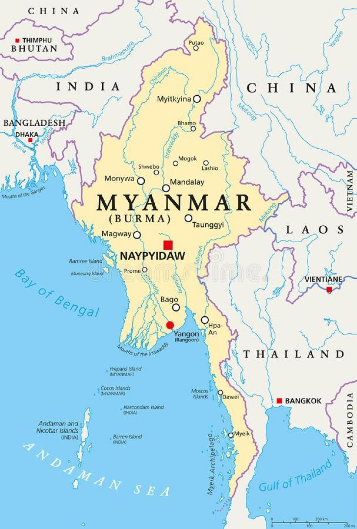 naypyidaw म्यांमार नक्शा