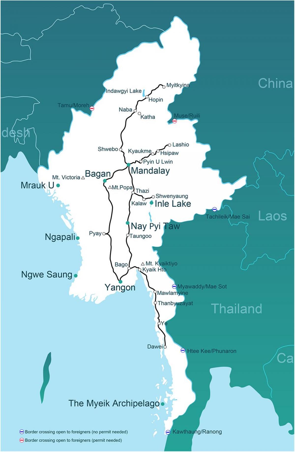 म्यांमार ट्रेन का नक्शा