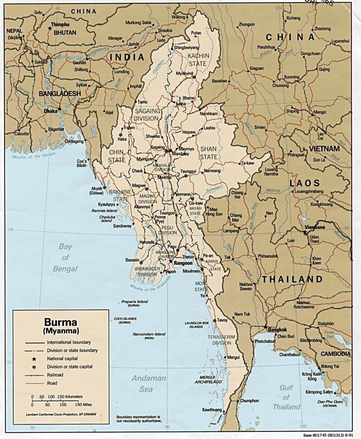 म्यांमार के नक्शे hd