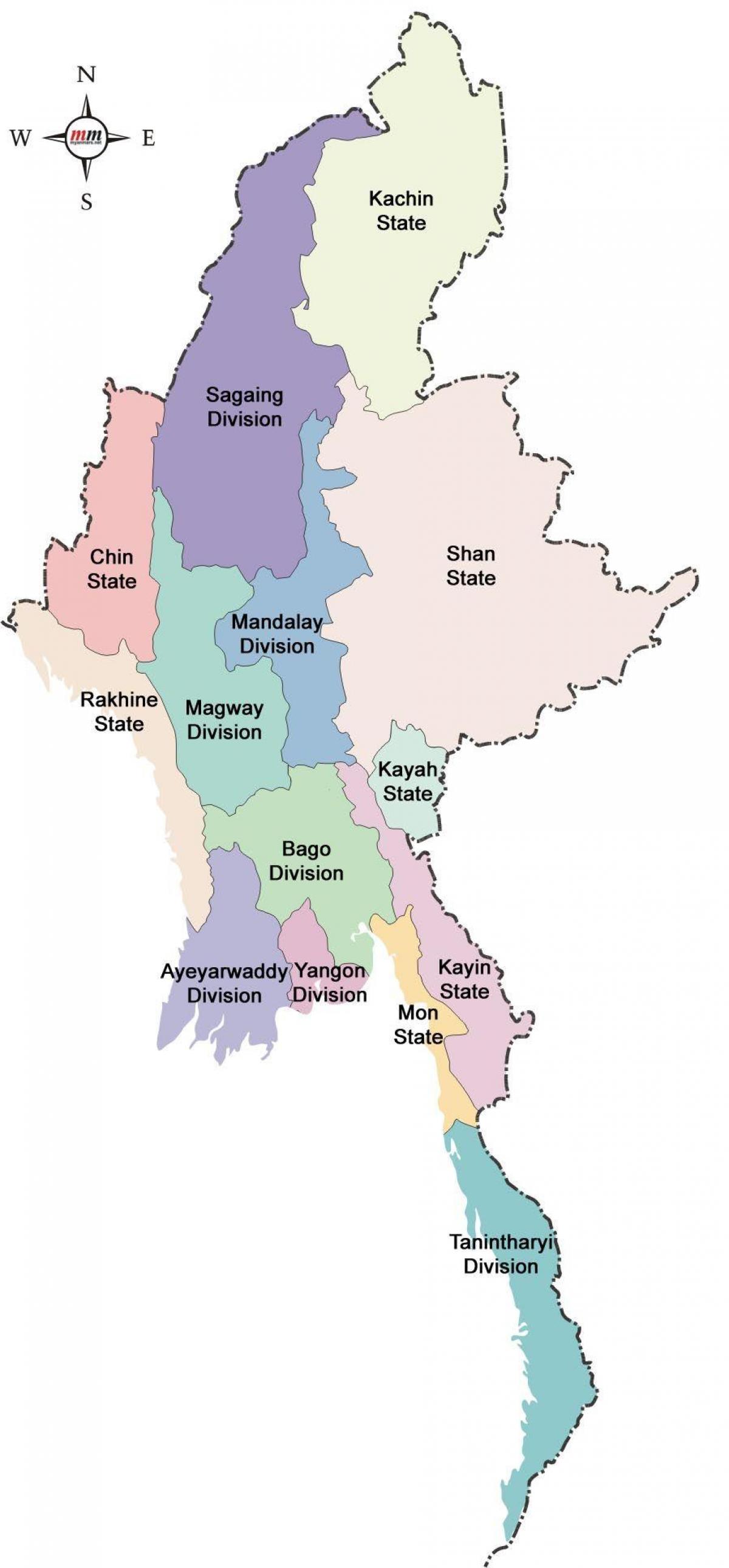 बर्मा अमेरिका नक्शा