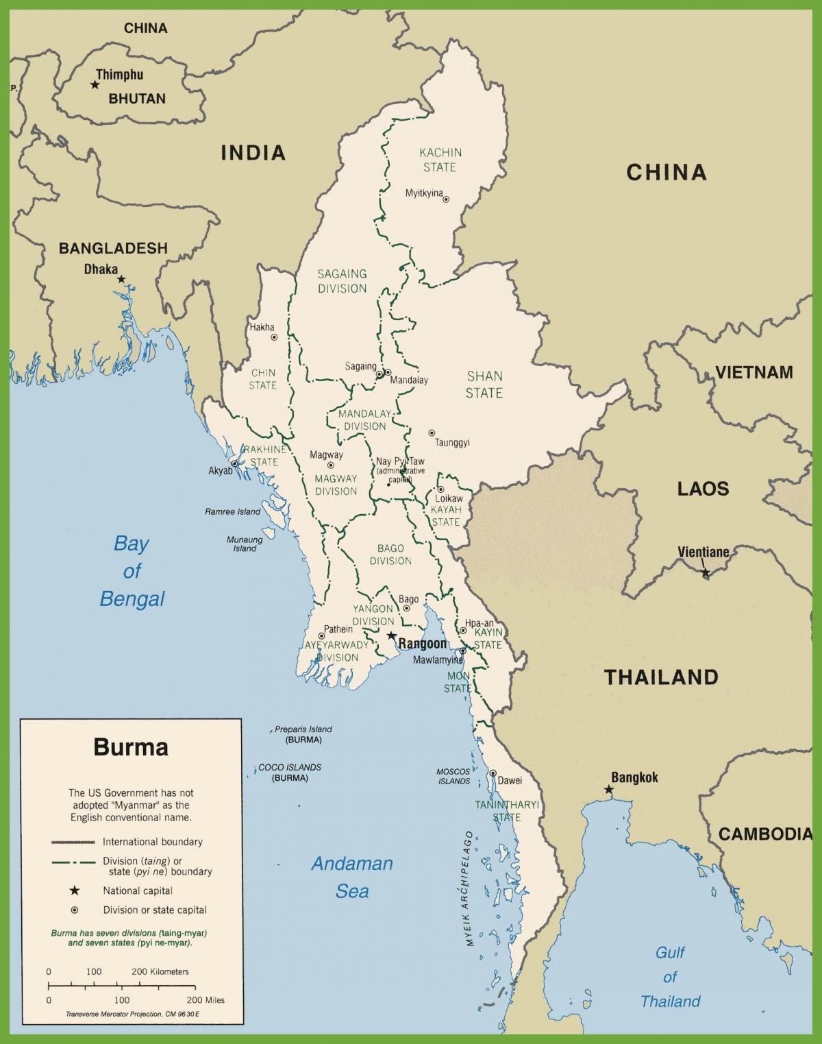 बर्मा के राजनीतिक मानचित्र