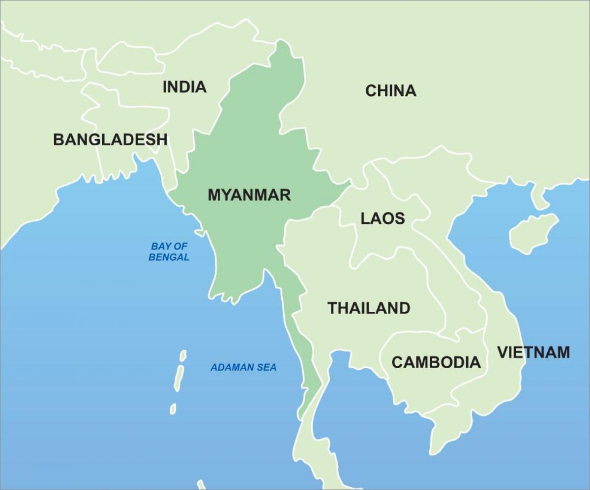 म्यांमार पर एशिया का नक्शा