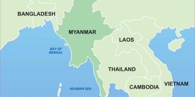 म्यांमार पर एशिया का नक्शा